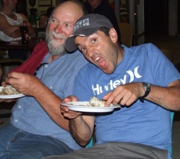*Hunger makes people do strange things - if you don't believe this, look at Peter Fenaughty (left) and Jim Polonidis.